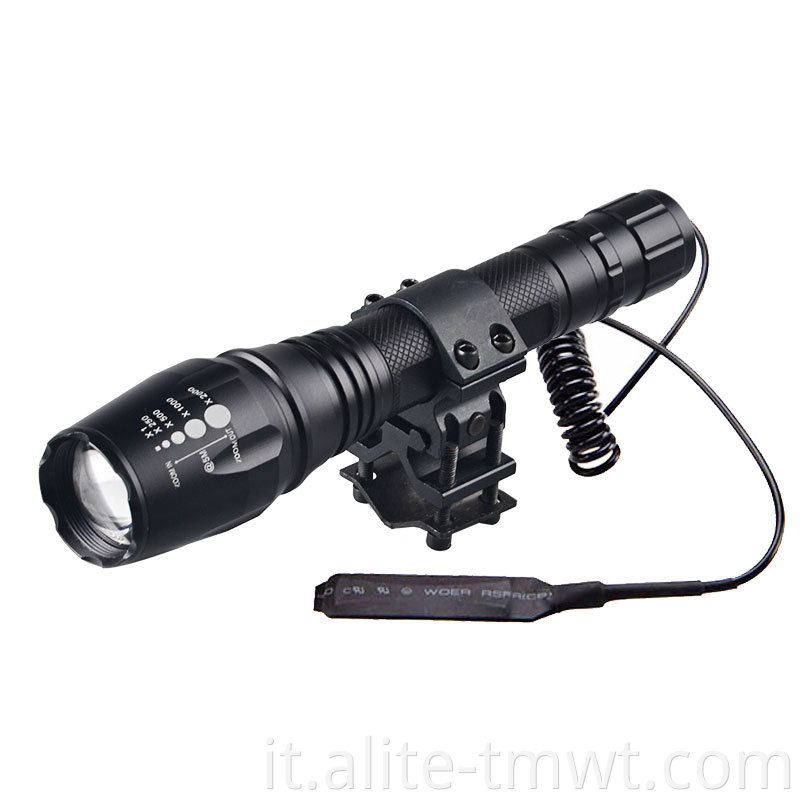 Lampada tattica telecomandata XML T6 T2 Funta per la caccia al montaggio della pistola LED